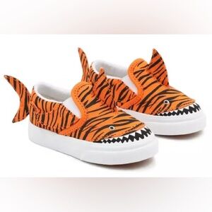 Vans Kids Orange Tiger Shark Slip-On Sneakers | New in Box | Toddler Size 9